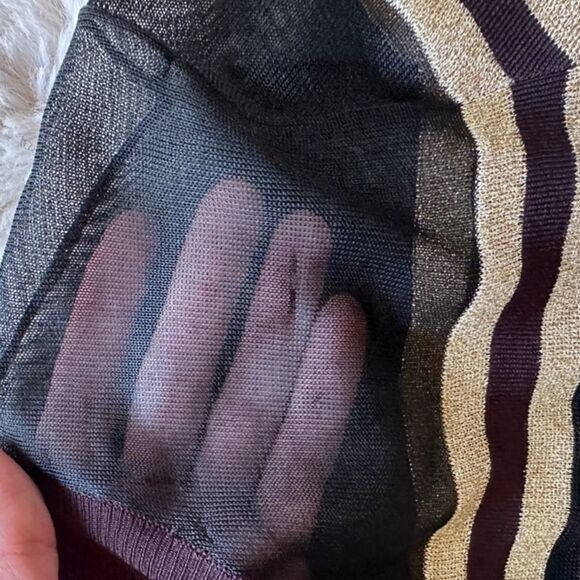 3.1 Phillip Lim Black and Gold Metallic Striped Sweater w/ Sheer Panel XS - Picture 10 of 14